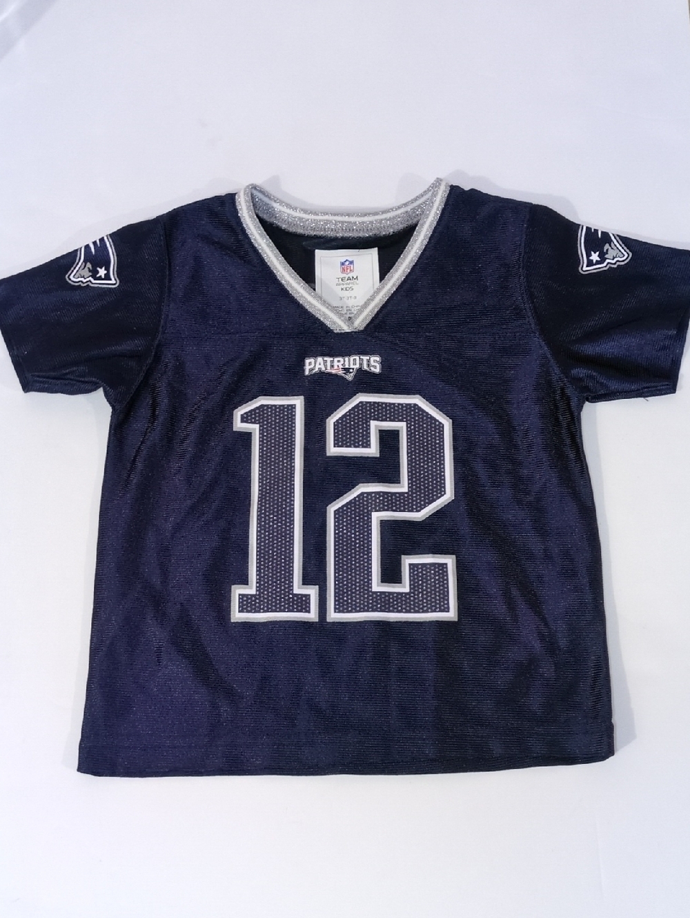 NFL Team 3T Brady Patriots Jersey Top Navy #12 Sporty Football New England